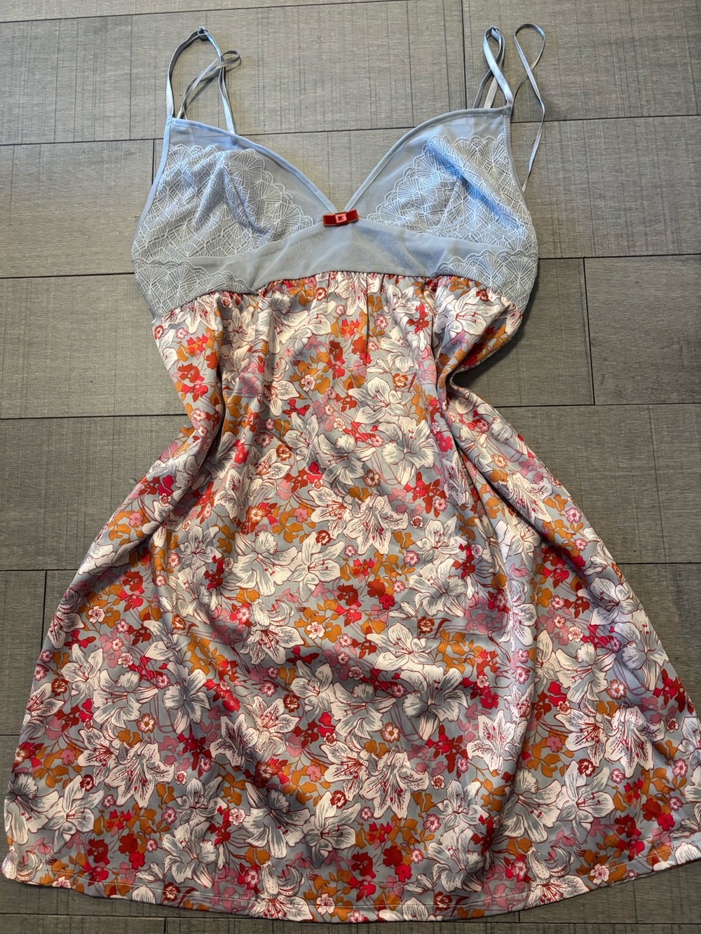 🌺5/$25🌺Vintage Coquette Girl Floral Satin Slip Dress-Lace Bodice